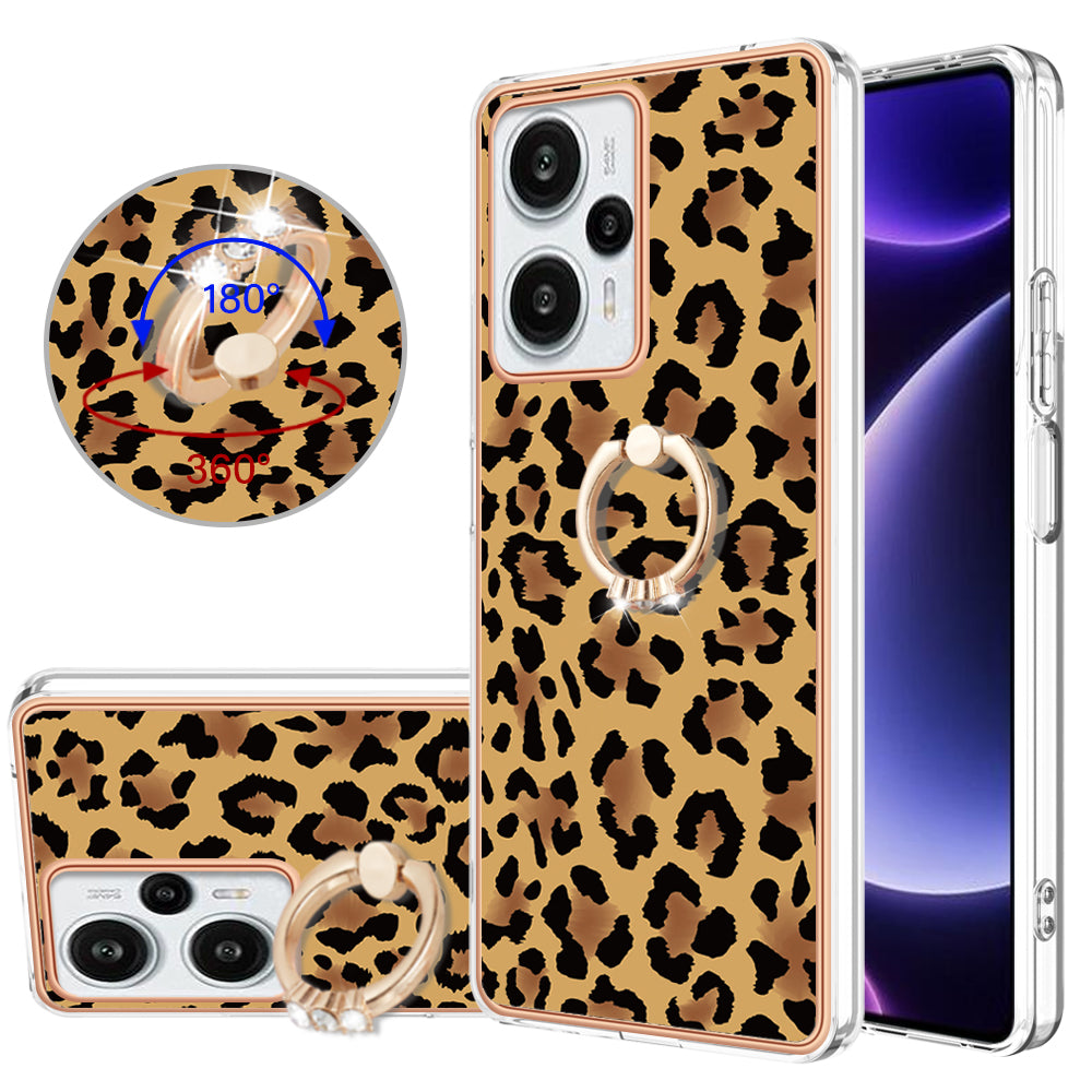 YB IMD Series-20 Style D Electroplated Phone Case for Xiaomi Poco F5 5G / Redmi Note 12 Turbo , IMD 2.0mm TPU Kickstand Back Cover