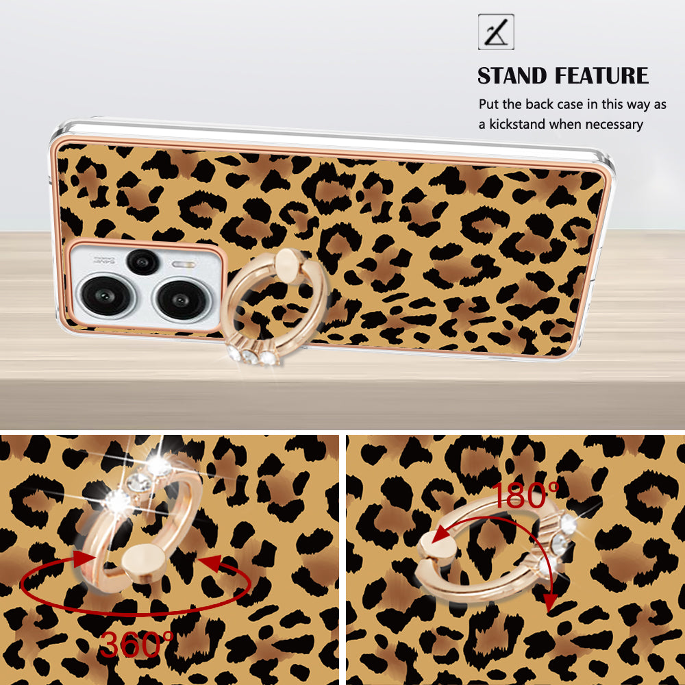 YB IMD Series-20 Style D Electroplated Phone Case for Xiaomi Poco F5 5G / Redmi Note 12 Turbo , IMD 2.0mm TPU Kickstand Back Cover