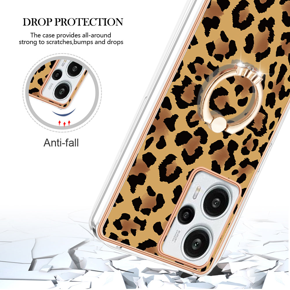 YB IMD Series-20 Style D Electroplated Phone Case for Xiaomi Poco F5 5G / Redmi Note 12 Turbo , IMD 2.0mm TPU Kickstand Back Cover