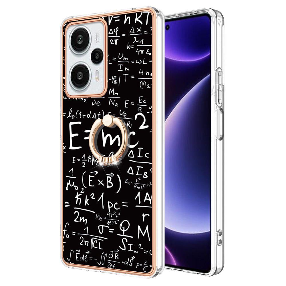 YB IMD Series-20 Style D Electroplated Phone Case for Xiaomi Poco F5 5G / Redmi Note 12 Turbo , IMD 2.0mm TPU Kickstand Back Cover