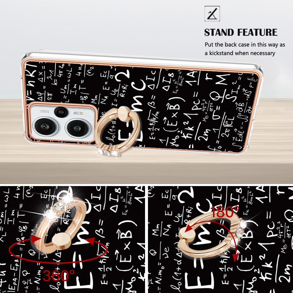 YB IMD Series-20 Style D Electroplated Phone Case for Xiaomi Poco F5 5G / Redmi Note 12 Turbo , IMD 2.0mm TPU Kickstand Back Cover