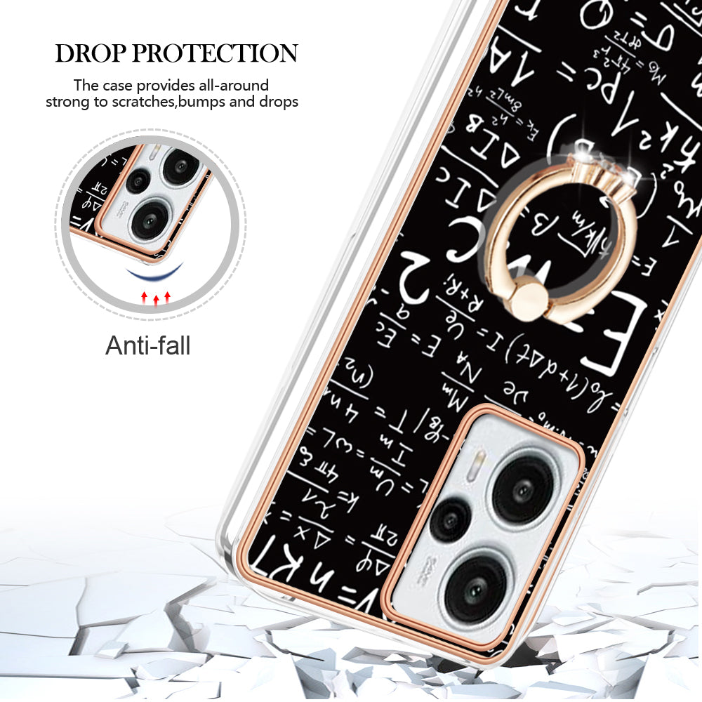 YB IMD Series-20 Style D Electroplated Phone Case for Xiaomi Poco F5 5G / Redmi Note 12 Turbo , IMD 2.0mm TPU Kickstand Back Cover