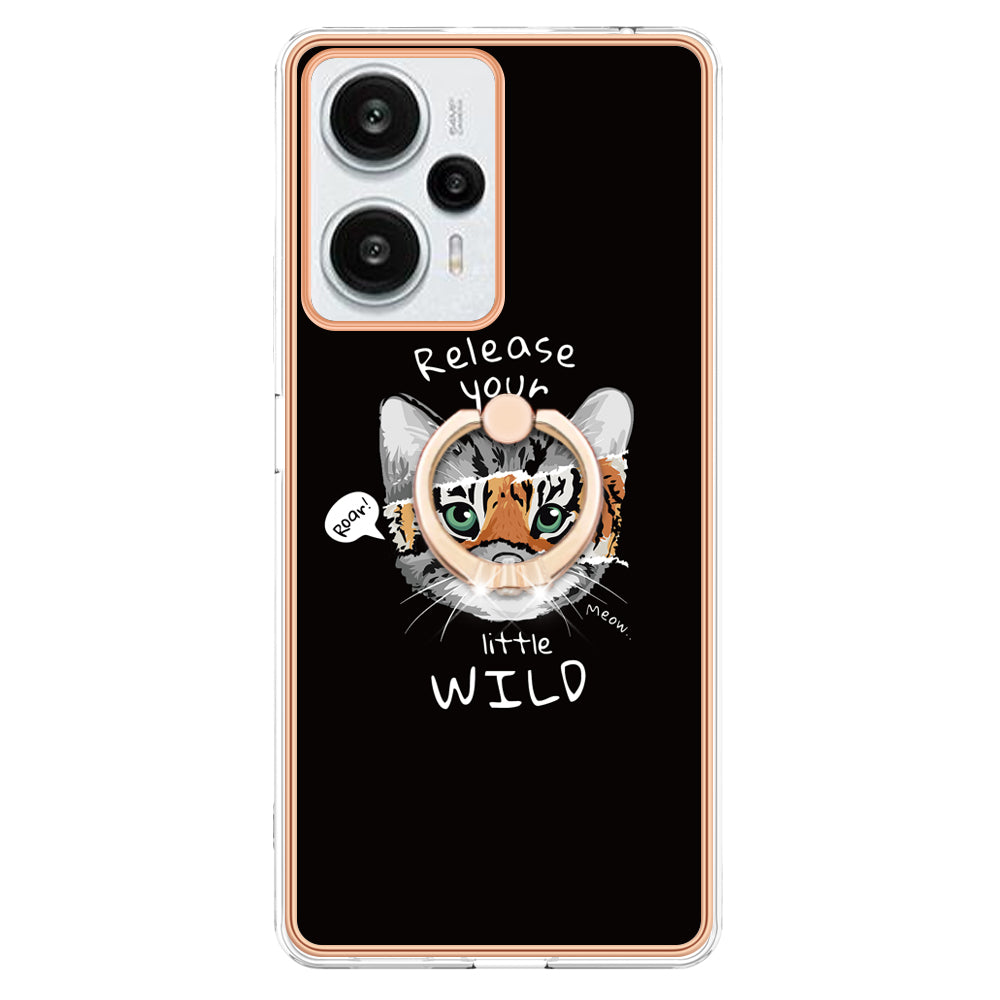 YB IMD Series-20 Style D Electroplated Phone Case for Xiaomi Poco F5 5G / Redmi Note 12 Turbo , IMD 2.0mm TPU Kickstand Back Cover