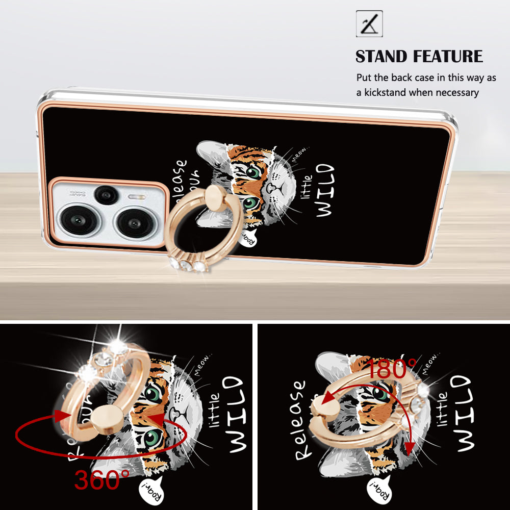 YB IMD Series-20 Style D Electroplated Phone Case for Xiaomi Poco F5 5G / Redmi Note 12 Turbo , IMD 2.0mm TPU Kickstand Back Cover