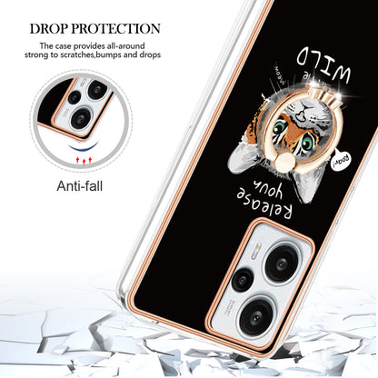 YB IMD Series-20 Style D Electroplated Phone Case for Xiaomi Poco F5 5G / Redmi Note 12 Turbo , IMD 2.0mm TPU Kickstand Back Cover