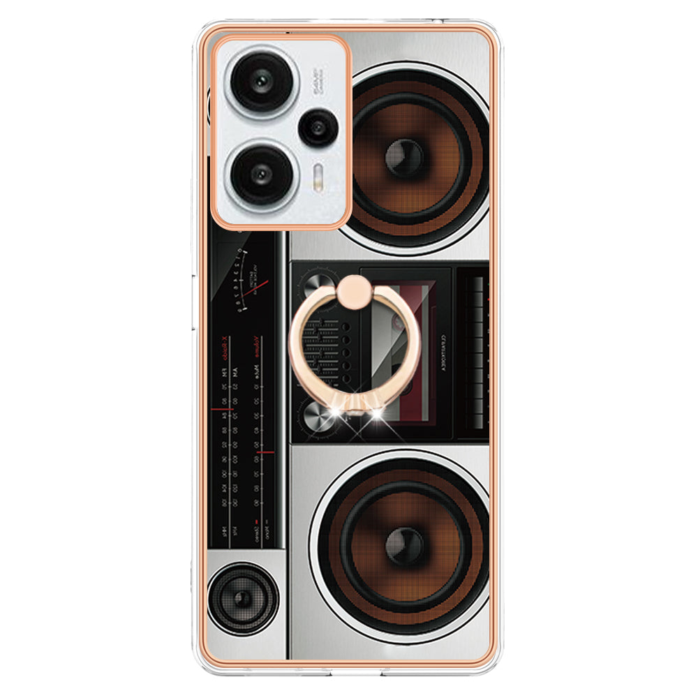 YB IMD Series-20 Style D Electroplated Phone Case for Xiaomi Poco F5 5G / Redmi Note 12 Turbo , IMD 2.0mm TPU Kickstand Back Cover