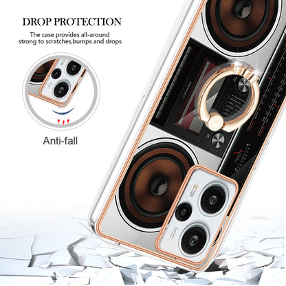 YB IMD Series-20 Style D Electroplated Phone Case for Xiaomi Poco F5 5G / Redmi Note 12 Turbo , IMD 2.0mm TPU Kickstand Back Cover
