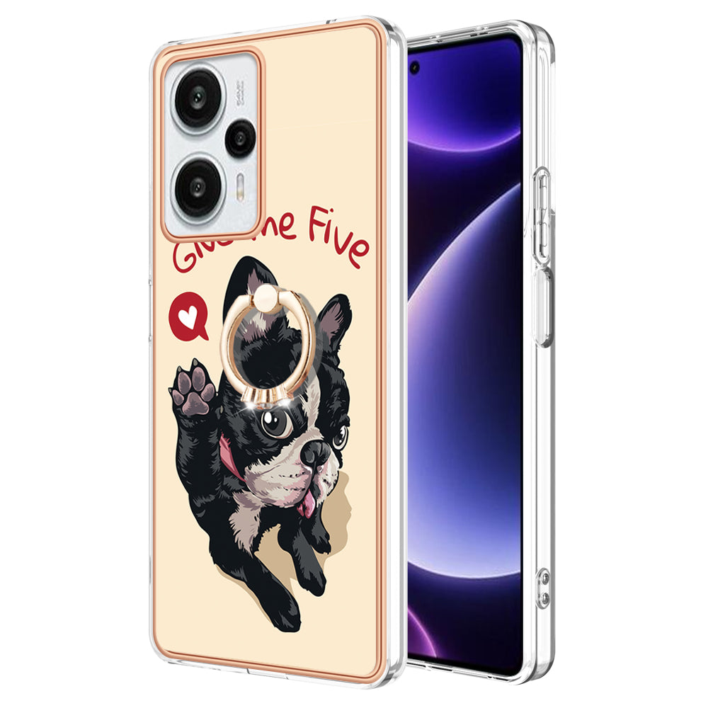 YB IMD Series-20 Style D Electroplated Phone Case for Xiaomi Poco F5 5G / Redmi Note 12 Turbo , IMD 2.0mm TPU Kickstand Back Cover