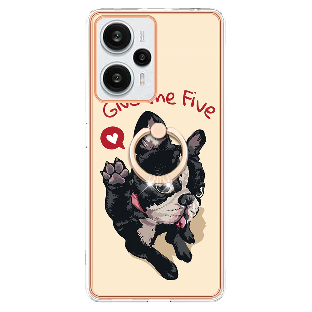 YB IMD Series-20 Style D Electroplated Phone Case for Xiaomi Poco F5 5G / Redmi Note 12 Turbo , IMD 2.0mm TPU Kickstand Back Cover