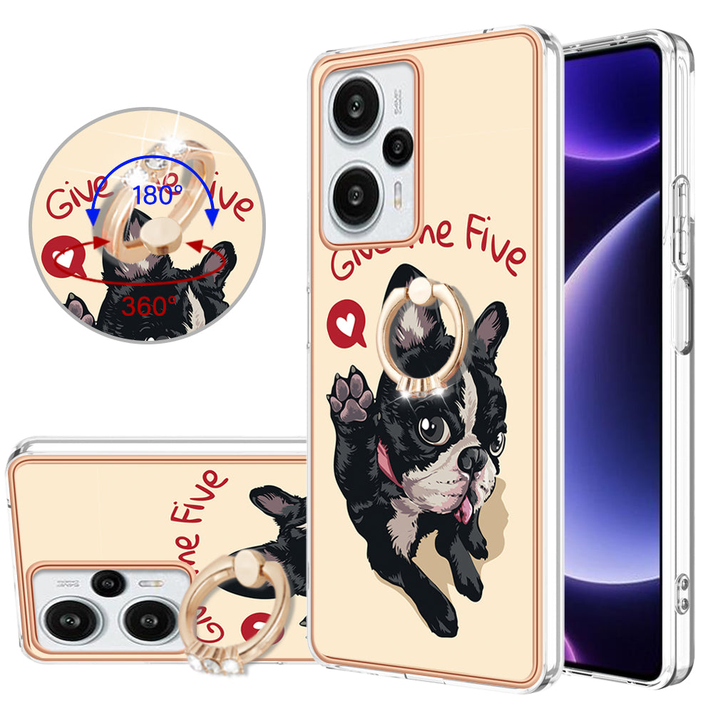 YB IMD Series-20 Style D Electroplated Phone Case for Xiaomi Poco F5 5G / Redmi Note 12 Turbo , IMD 2.0mm TPU Kickstand Back Cover