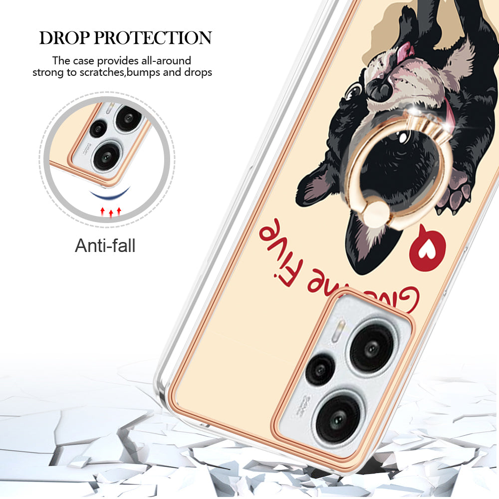 YB IMD Series-20 Style D Electroplated Phone Case for Xiaomi Poco F5 5G / Redmi Note 12 Turbo , IMD 2.0mm TPU Kickstand Back Cover