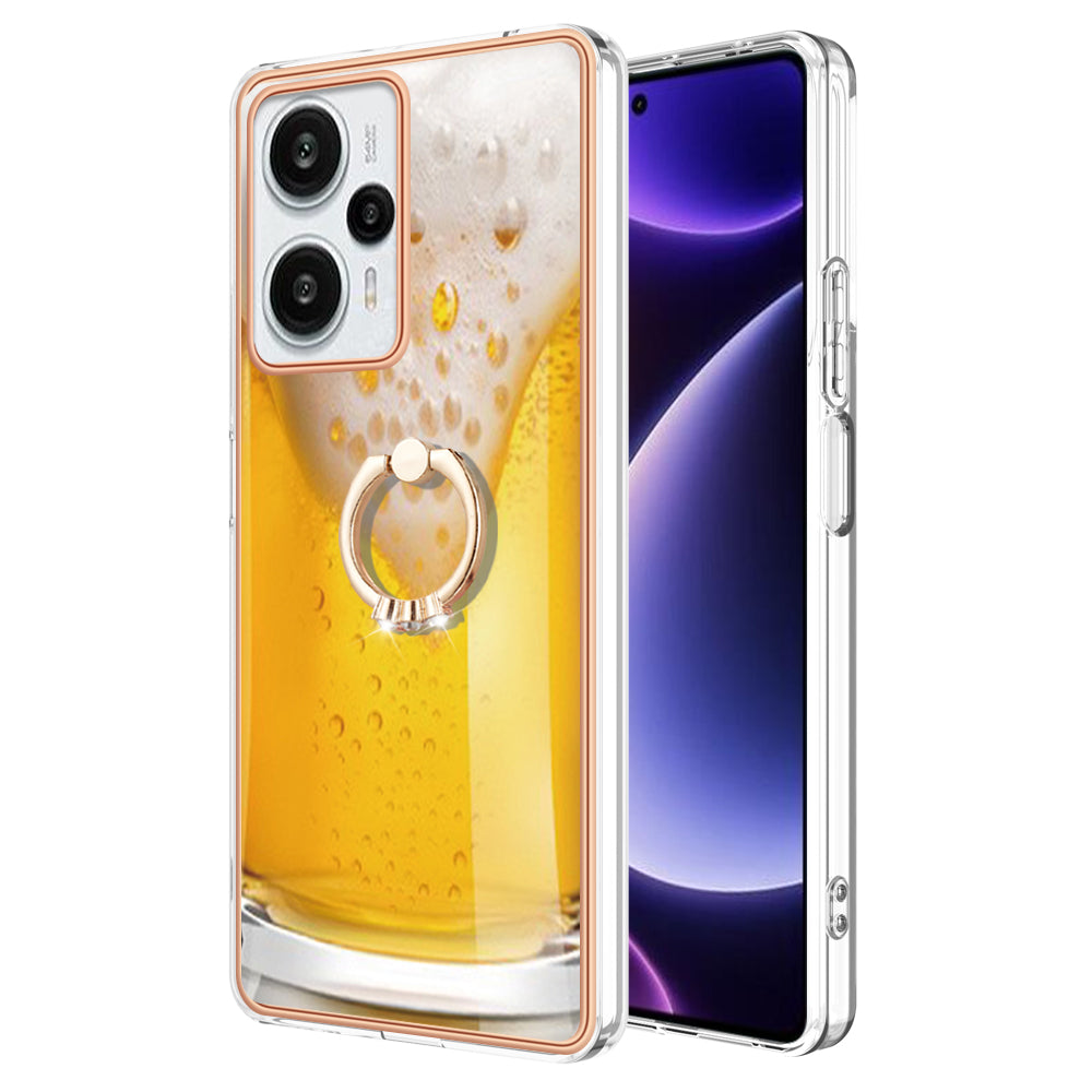 YB IMD Series-20 Style D Electroplated Phone Case for Xiaomi Poco F5 5G / Redmi Note 12 Turbo , IMD 2.0mm TPU Kickstand Back Cover