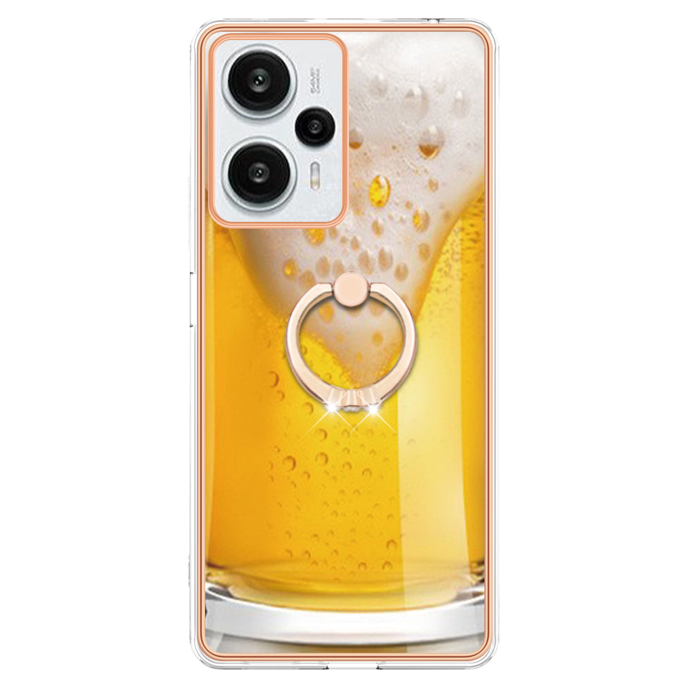 YB IMD Series-20 Style D Electroplated Phone Case for Xiaomi Poco F5 5G / Redmi Note 12 Turbo , IMD 2.0mm TPU Kickstand Back Cover