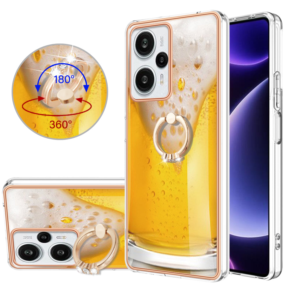 YB IMD Series-20 Style D Electroplated Phone Case for Xiaomi Poco F5 5G / Redmi Note 12 Turbo , IMD 2.0mm TPU Kickstand Back Cover