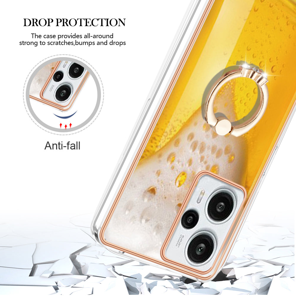 YB IMD Series-20 Style D Electroplated Phone Case for Xiaomi Poco F5 5G / Redmi Note 12 Turbo , IMD 2.0mm TPU Kickstand Back Cover