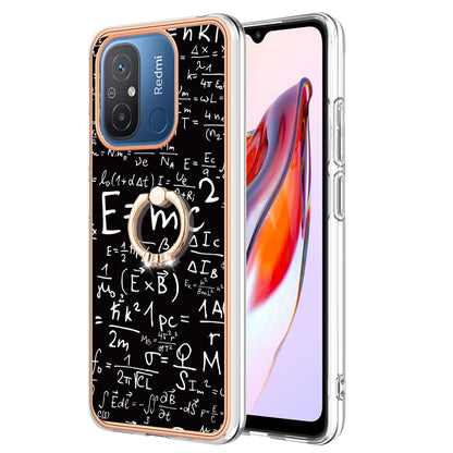 YB IMD Series-20 Style D Kickstand Phone Case for Xiaomi Redmi 12C 4G / 11A 4G , TPU 2.0mm Shockproof IMD Electroplating Cover