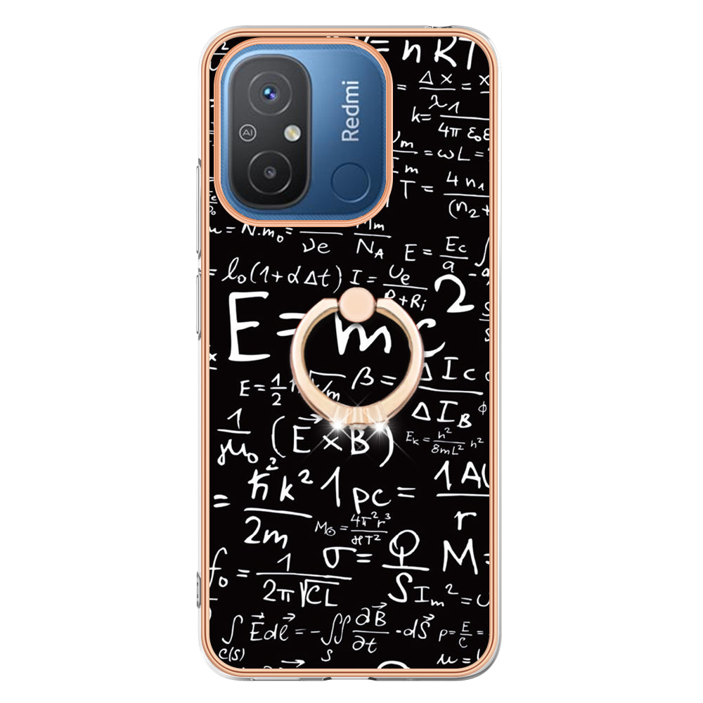 YB IMD Series-20 Style D Kickstand Phone Case for Xiaomi Redmi 12C 4G / 11A 4G , TPU 2.0mm Shockproof IMD Electroplating Cover