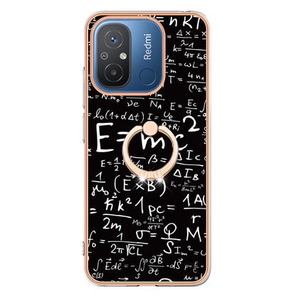 YB IMD Series-20 Style D Kickstand Phone Case for Xiaomi Redmi 12C 4G / 11A 4G , TPU 2.0mm Shockproof IMD Electroplating Cover