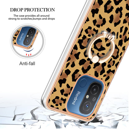 YB IMD Series-20 Style D Kickstand Phone Case for Xiaomi Redmi 12C 4G / 11A 4G , TPU 2.0mm Shockproof IMD Electroplating Cover