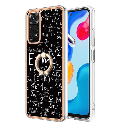YB IMD Series-20 Style D Electroplated 2.0mm TPU Case for Xiaomi Redmi Note 11S 4G / Note 11 4G (Qualcomm) , IMD Kickstand Protective Phone Cover