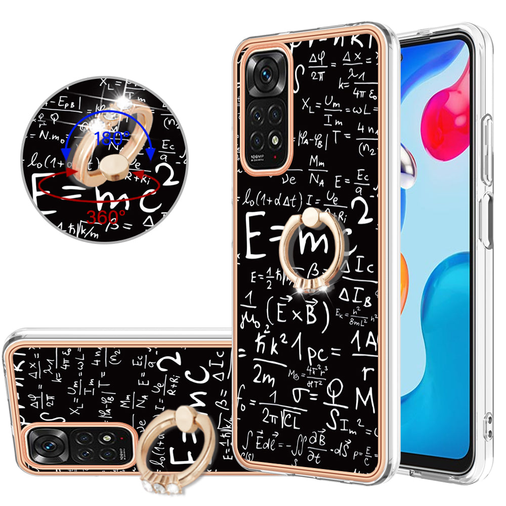 YB IMD Series-20 Style D Electroplated 2.0mm TPU Case for Xiaomi Redmi Note 11S 4G / Note 11 4G (Qualcomm) , IMD Kickstand Protective Phone Cover