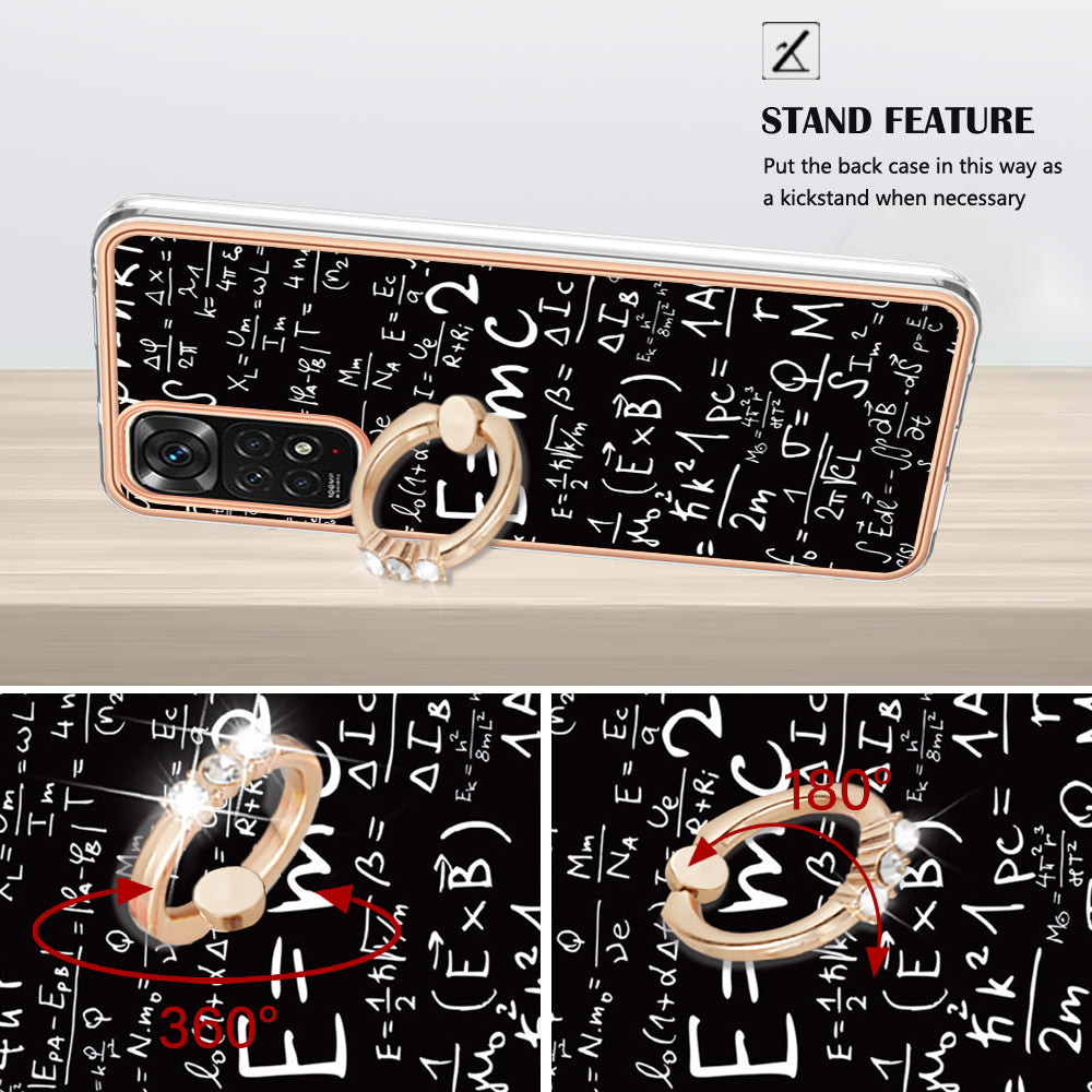 YB IMD Series-20 Style D Electroplated 2.0mm TPU Case for Xiaomi Redmi Note 11S 4G / Note 11 4G (Qualcomm) , IMD Kickstand Protective Phone Cover