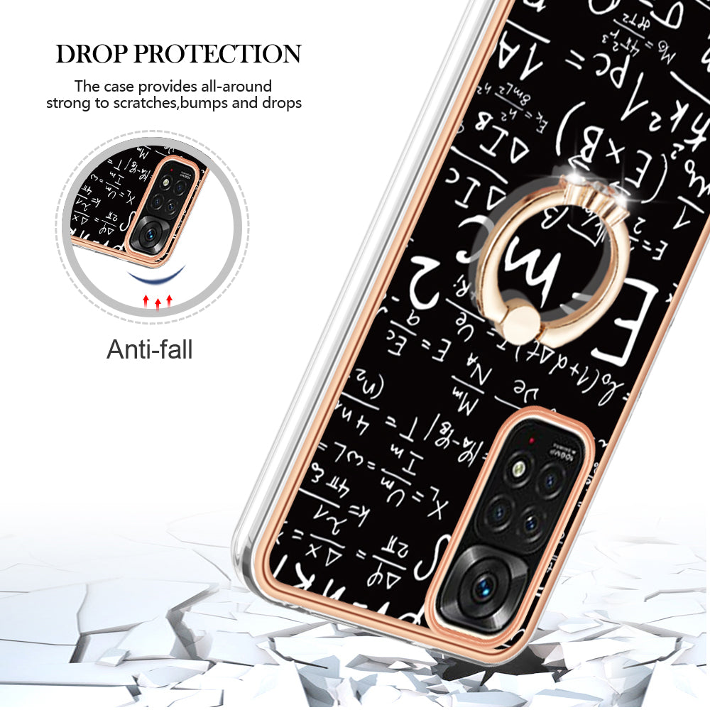YB IMD Series-20 Style D Electroplated 2.0mm TPU Case for Xiaomi Redmi Note 11S 4G / Note 11 4G (Qualcomm) , IMD Kickstand Protective Phone Cover