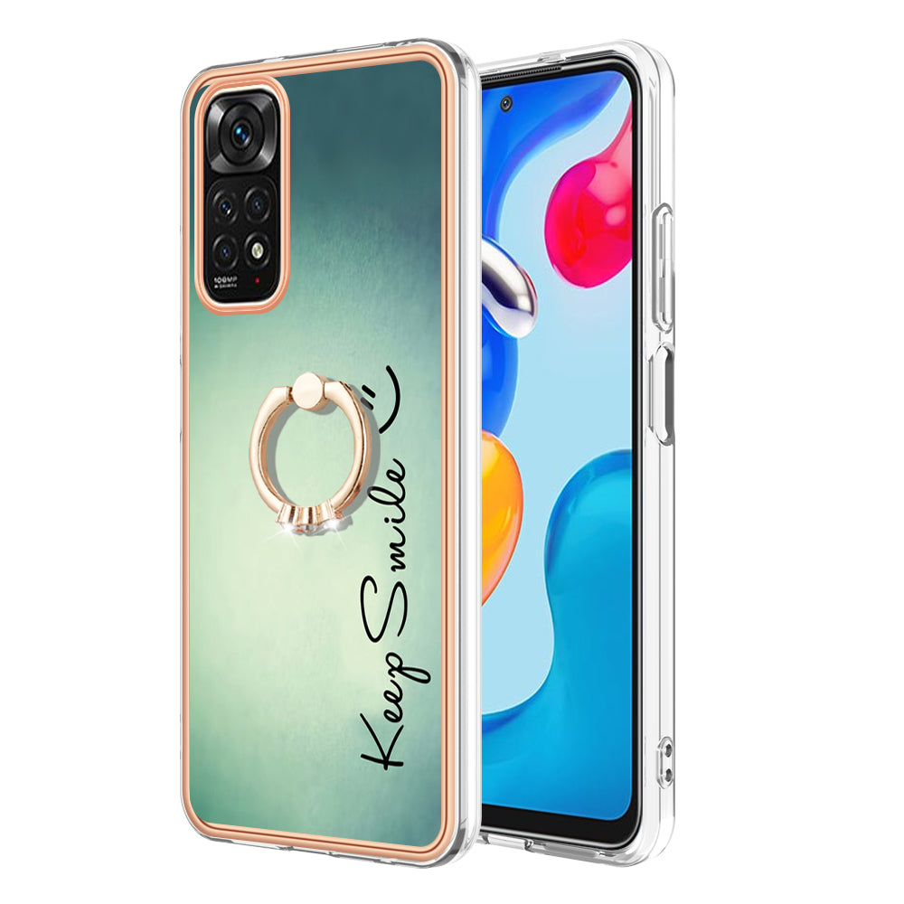 YB IMD Series-20 Style D Electroplated 2.0mm TPU Case for Xiaomi Redmi Note 11S 4G / Note 11 4G (Qualcomm) , IMD Kickstand Protective Phone Cover