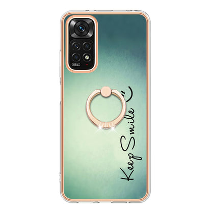 YB IMD Series-20 Style D Electroplated 2.0mm TPU Case for Xiaomi Redmi Note 11S 4G / Note 11 4G (Qualcomm) , IMD Kickstand Protective Phone Cover