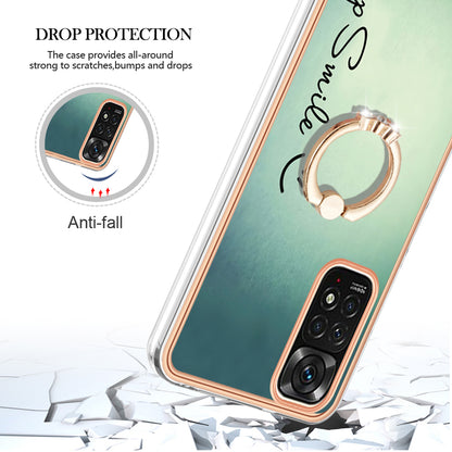 YB IMD Series-20 Style D Electroplated 2.0mm TPU Case for Xiaomi Redmi Note 11S 4G / Note 11 4G (Qualcomm) , IMD Kickstand Protective Phone Cover