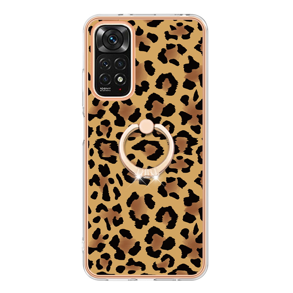 YB IMD Series-20 Style D Electroplated 2.0mm TPU Case for Xiaomi Redmi Note 11S 4G / Note 11 4G (Qualcomm) , IMD Kickstand Protective Phone Cover