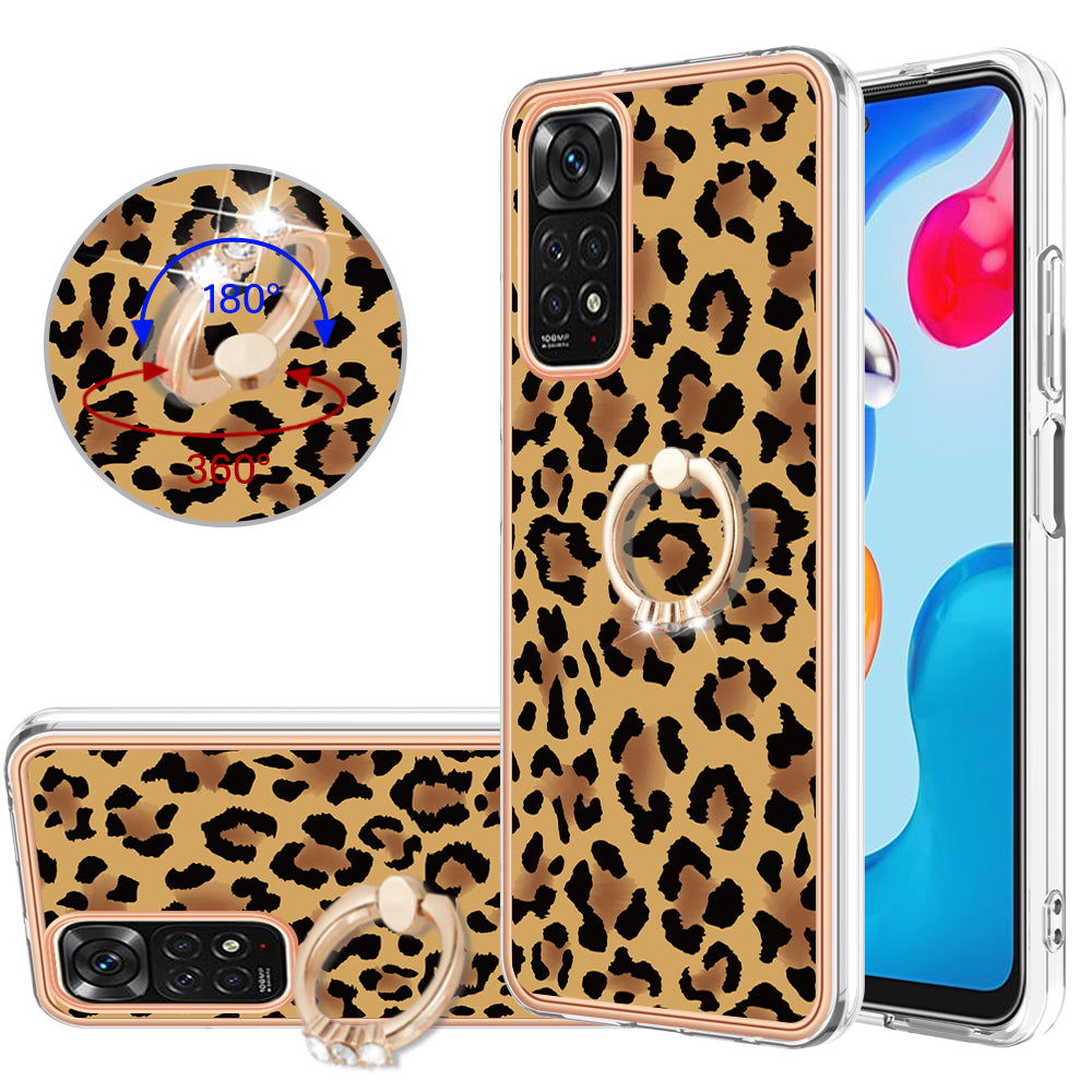 YB IMD Series-20 Style D Electroplated 2.0mm TPU Case for Xiaomi Redmi Note 11S 4G / Note 11 4G (Qualcomm) , IMD Kickstand Protective Phone Cover