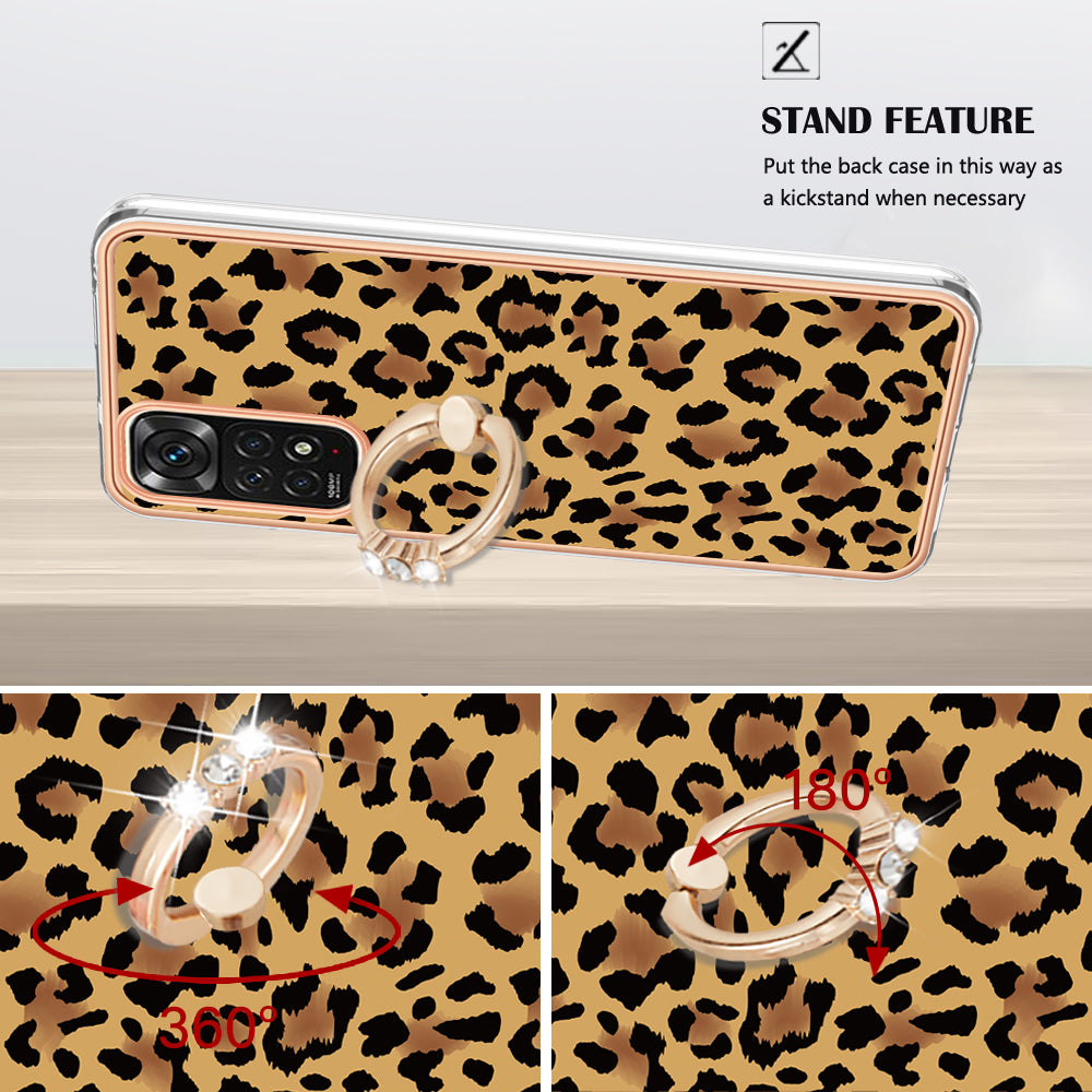 YB IMD Series-20 Style D Electroplated 2.0mm TPU Case for Xiaomi Redmi Note 11S 4G / Note 11 4G (Qualcomm) , IMD Kickstand Protective Phone Cover