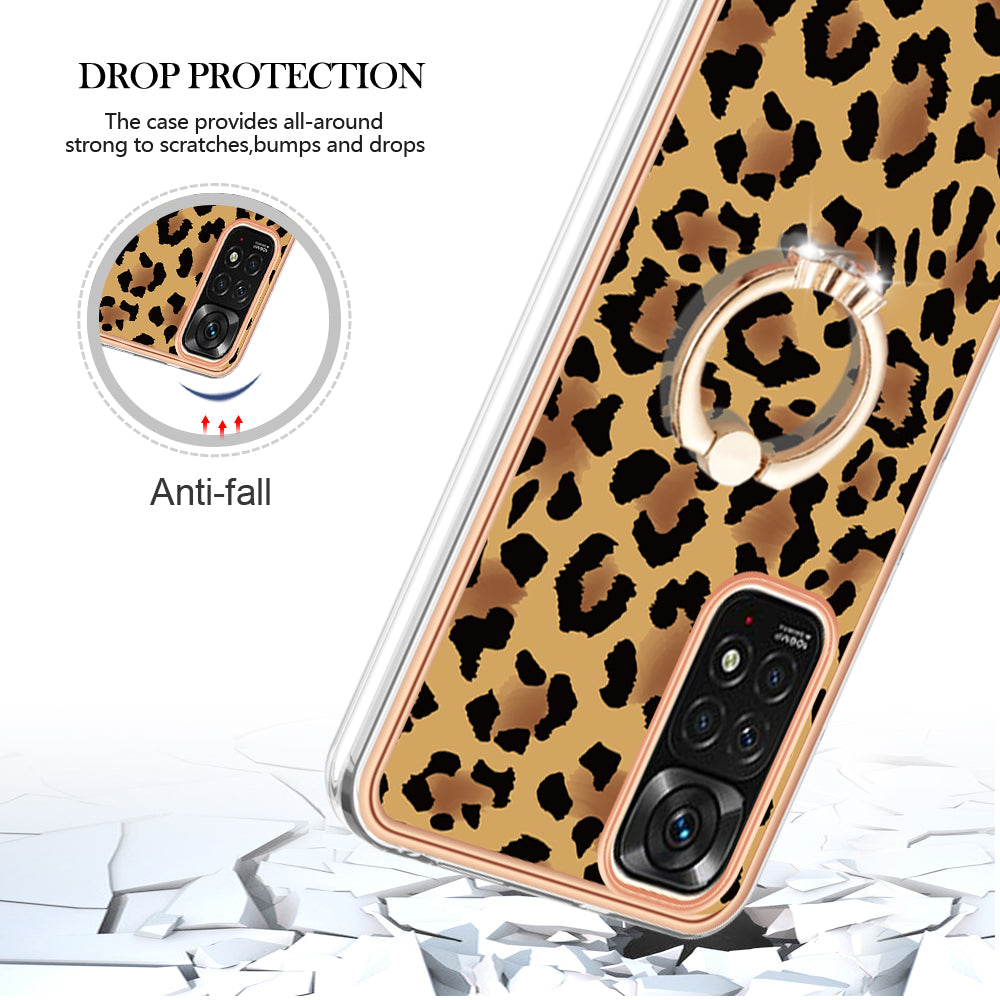 YB IMD Series-20 Style D Electroplated 2.0mm TPU Case for Xiaomi Redmi Note 11S 4G / Note 11 4G (Qualcomm) , IMD Kickstand Protective Phone Cover