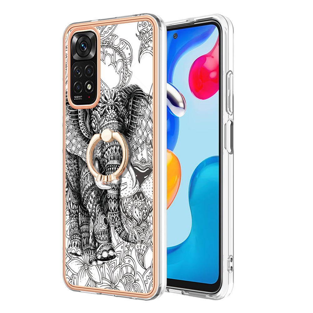 YB IMD Series-20 Style D Electroplated 2.0mm TPU Case for Xiaomi Redmi Note 11S 4G / Note 11 4G (Qualcomm) , IMD Kickstand Protective Phone Cover