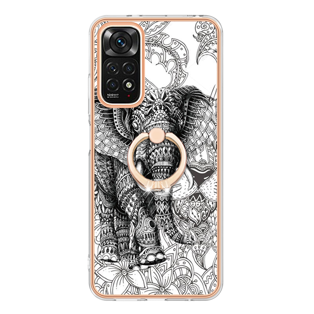 YB IMD Series-20 Style D Electroplated 2.0mm TPU Case for Xiaomi Redmi Note 11S 4G / Note 11 4G (Qualcomm) , IMD Kickstand Protective Phone Cover