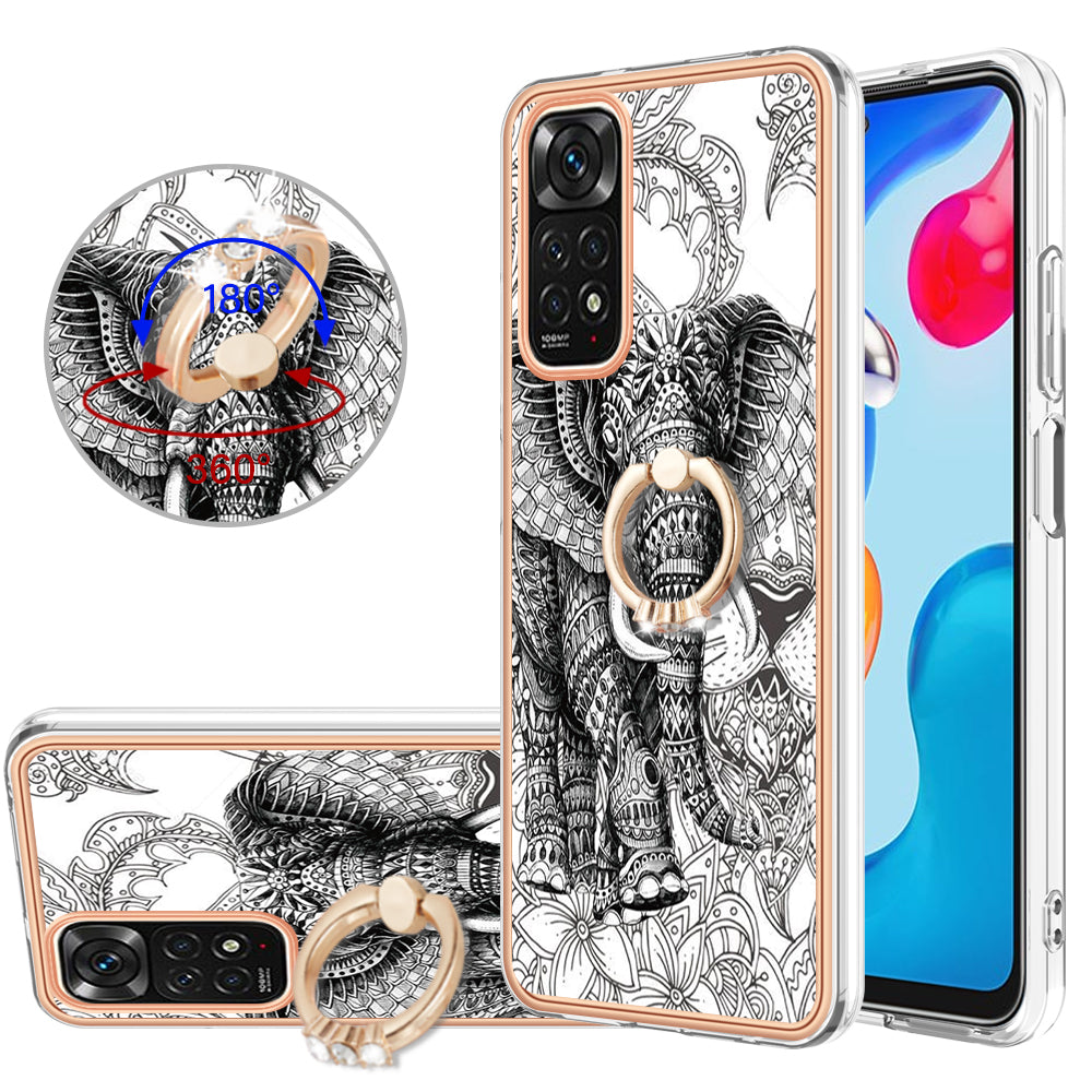 YB IMD Series-20 Style D Electroplated 2.0mm TPU Case for Xiaomi Redmi Note 11S 4G / Note 11 4G (Qualcomm) , IMD Kickstand Protective Phone Cover