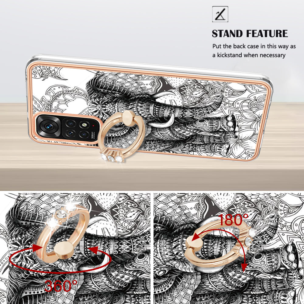 YB IMD Series-20 Style D Electroplated 2.0mm TPU Case for Xiaomi Redmi Note 11S 4G / Note 11 4G (Qualcomm) , IMD Kickstand Protective Phone Cover