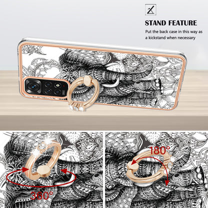 YB IMD Series-20 Style D Electroplated 2.0mm TPU Case for Xiaomi Redmi Note 11S 4G / Note 11 4G (Qualcomm) , IMD Kickstand Protective Phone Cover