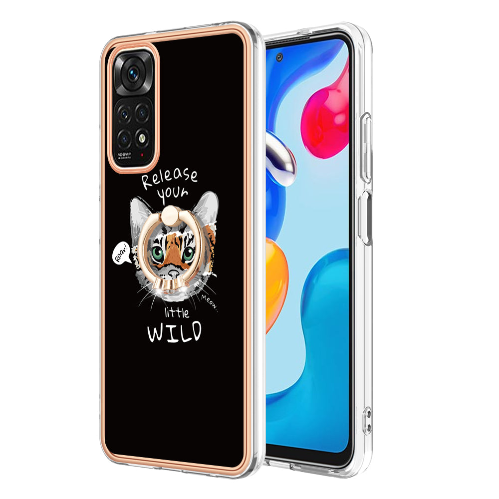 YB IMD Series-20 Style D Electroplated 2.0mm TPU Case for Xiaomi Redmi Note 11S 4G / Note 11 4G (Qualcomm) , IMD Kickstand Protective Phone Cover