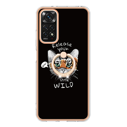 YB IMD Series-20 Style D Electroplated 2.0mm TPU Case for Xiaomi Redmi Note 11S 4G / Note 11 4G (Qualcomm) , IMD Kickstand Protective Phone Cover
