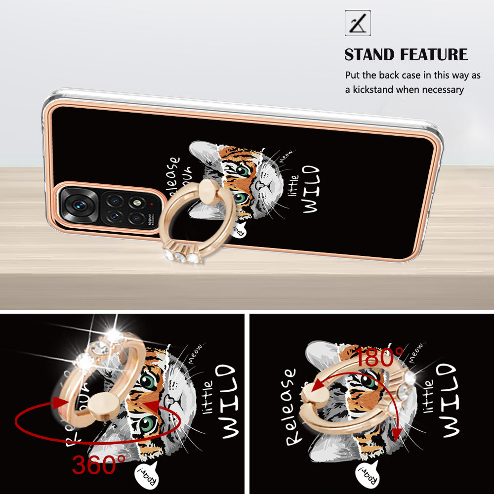 YB IMD Series-20 Style D Electroplated 2.0mm TPU Case for Xiaomi Redmi Note 11S 4G / Note 11 4G (Qualcomm) , IMD Kickstand Protective Phone Cover
