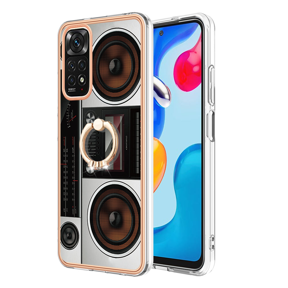 YB IMD Series-20 Style D Electroplated 2.0mm TPU Case for Xiaomi Redmi Note 11S 4G / Note 11 4G (Qualcomm) , IMD Kickstand Protective Phone Cover