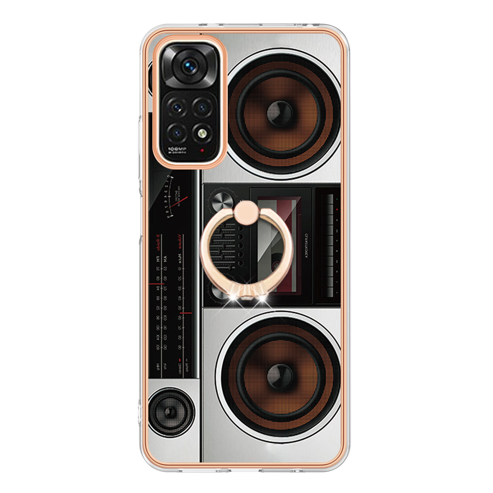 YB IMD Series-20 Style D Electroplated 2.0mm TPU Case for Xiaomi Redmi Note 11S 4G / Note 11 4G (Qualcomm) , IMD Kickstand Protective Phone Cover