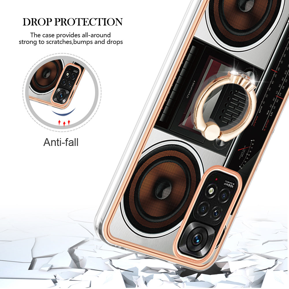 YB IMD Series-20 Style D Electroplated 2.0mm TPU Case for Xiaomi Redmi Note 11S 4G / Note 11 4G (Qualcomm) , IMD Kickstand Protective Phone Cover