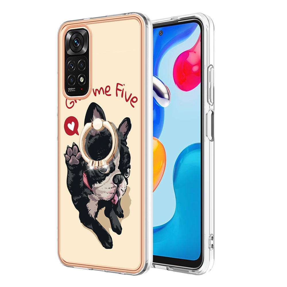 YB IMD Series-20 Style D Electroplated 2.0mm TPU Case for Xiaomi Redmi Note 11S 4G / Note 11 4G (Qualcomm) , IMD Kickstand Protective Phone Cover