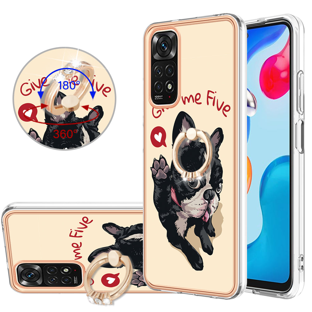 YB IMD Series-20 Style D Electroplated 2.0mm TPU Case for Xiaomi Redmi Note 11S 4G / Note 11 4G (Qualcomm) , IMD Kickstand Protective Phone Cover