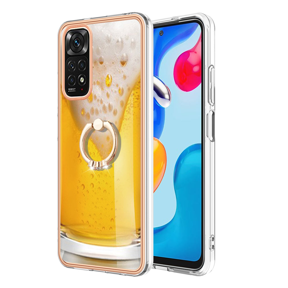 YB IMD Series-20 Style D Electroplated 2.0mm TPU Case for Xiaomi Redmi Note 11S 4G / Note 11 4G (Qualcomm) , IMD Kickstand Protective Phone Cover