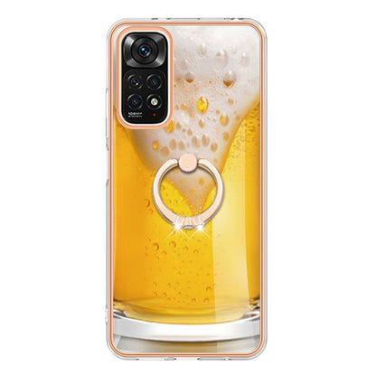 YB IMD Series-20 Style D Electroplated 2.0mm TPU Case for Xiaomi Redmi Note 11S 4G / Note 11 4G (Qualcomm) , IMD Kickstand Protective Phone Cover