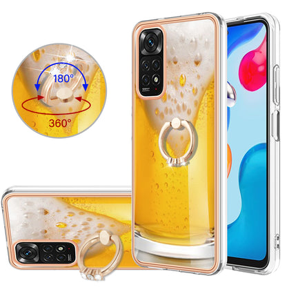 YB IMD Series-20 Style D Electroplated 2.0mm TPU Case for Xiaomi Redmi Note 11S 4G / Note 11 4G (Qualcomm) , IMD Kickstand Protective Phone Cover